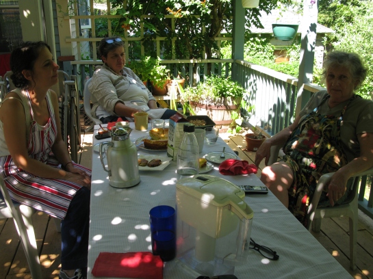 On sunny days, we had lunch out on the deck. So.much.food. #coffee